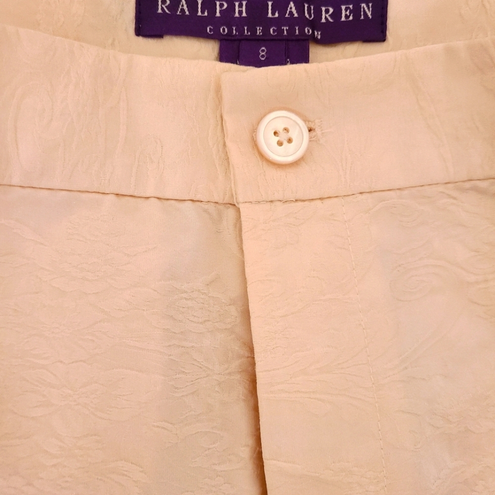 Ralph Lauren Collection purple label brocade tailored pants. Size 8 color ivory